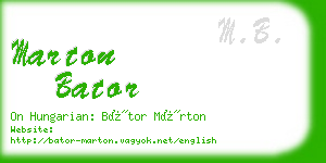 marton bator business card